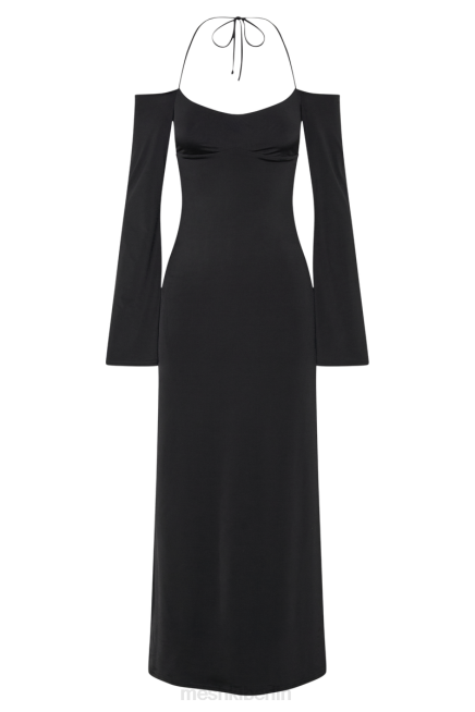 Kleidung Meshki Tia schleichendes schulterfreies Maxikleid Schwarz 2F8B89