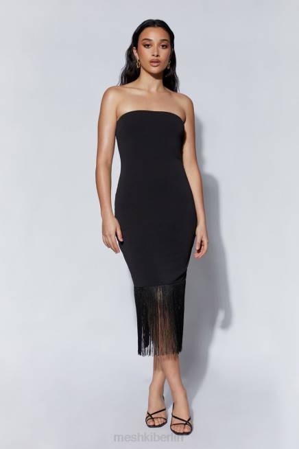 Kleidung Meshki Trägerloses Kleid mit Fransen von Zarina Schwarz 2F8B618