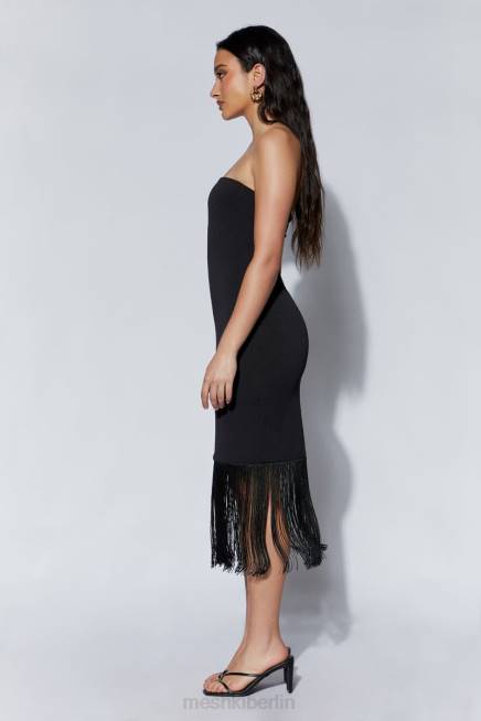 Kleidung Meshki Trägerloses Kleid mit Fransen von Zarina Schwarz 2F8B618