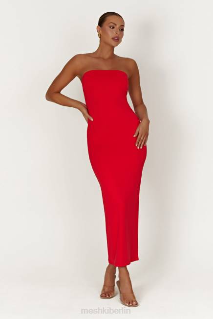 Kleidung Meshki Vivian – trägerloses Maxikleid zum Binden aus recyceltem Nylon Rot 2F8B380