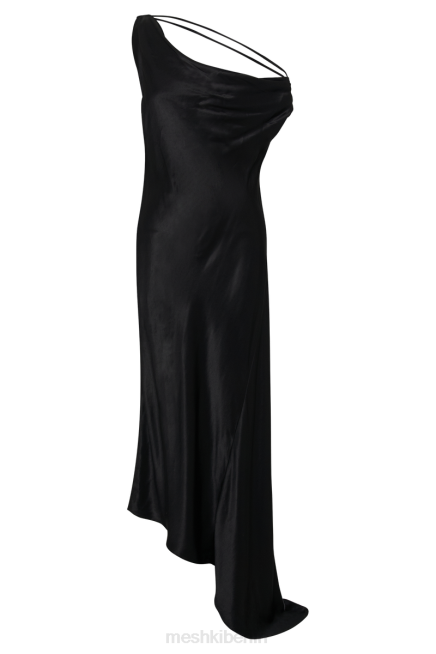 Kleidung Meshki Yvette Slip-Maxikleid mit asymmetrischem Saum Schwarz 2F8B169