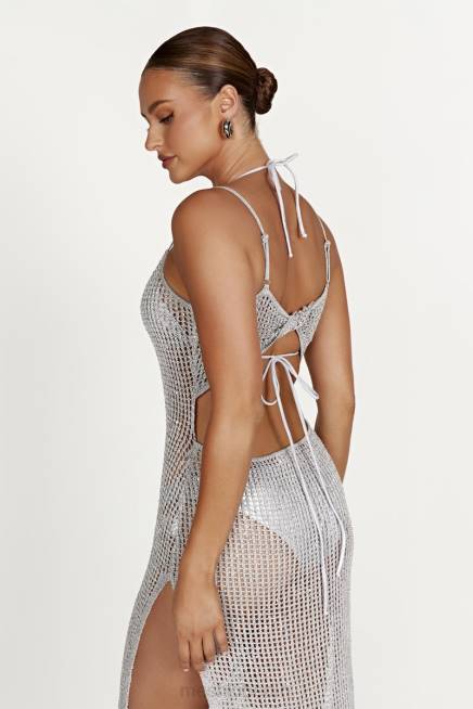 Kleidung Meshki Zelda-Pailletten-Häkel-Maxikleid Silber 2F8B502