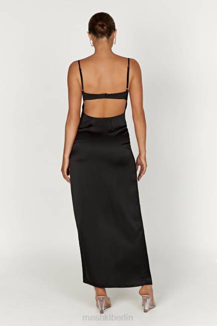 Kleidung Meshki Zuleyka Satin-Maxikleid Schwarz 2F8B447