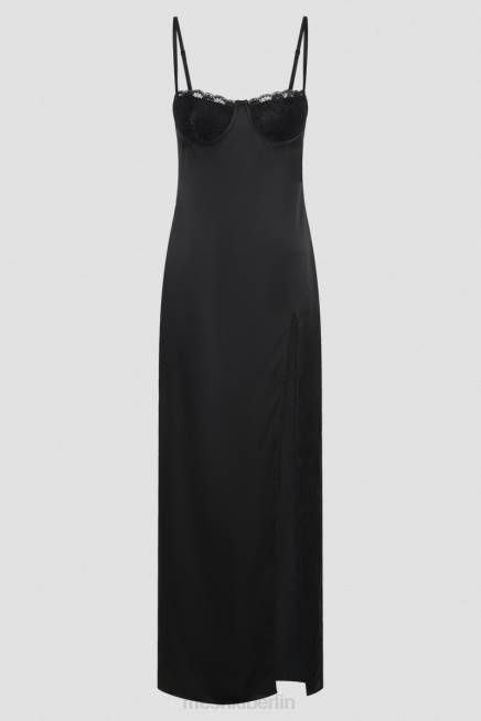 Kleidung Meshki Zuleyka Satin-Maxikleid Schwarz 2F8B447