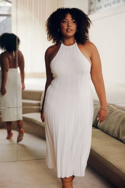 Kleidung Meshki Adrienne Neckholder-Midikleid Weiß 2F8B176