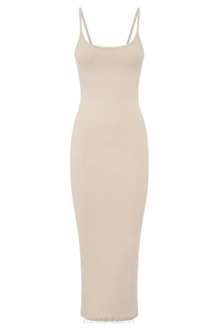 Kleidung Meshki Alexis geripptes Cami-Midikleid Creme 2F8B431