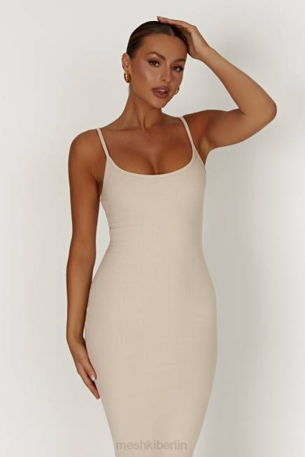 Kleidung Meshki Alexis geripptes Cami-Midikleid Creme 2F8B431
