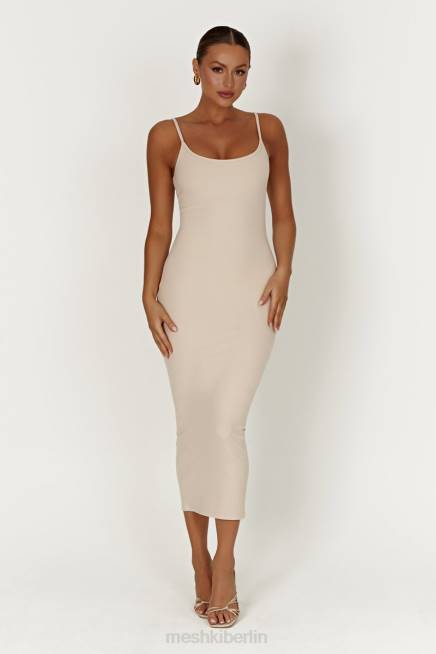 Kleidung Meshki Alexis geripptes Cami-Midikleid Creme 2F8B431