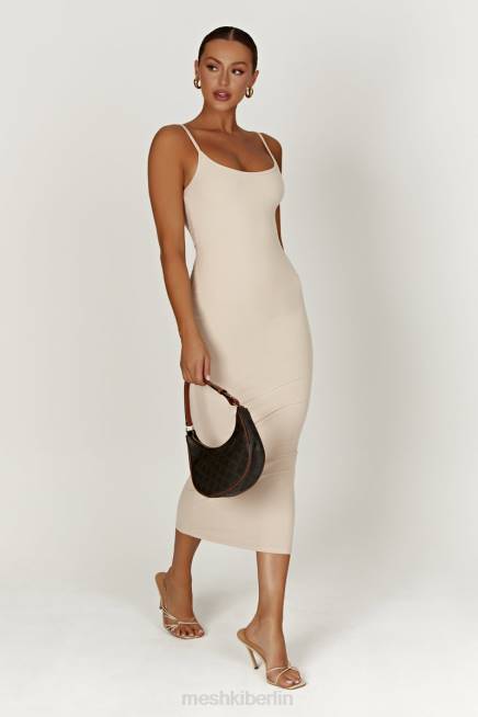 Kleidung Meshki Alexis geripptes Cami-Midikleid Creme 2F8B431