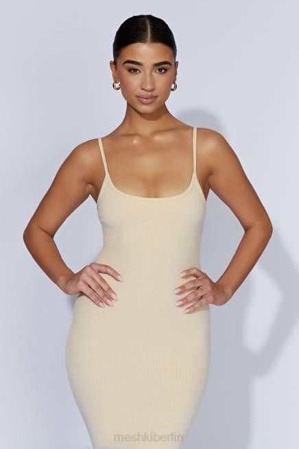 Kleidung Meshki Alexis geripptes Cami-Midikleid Creme 2F8B431