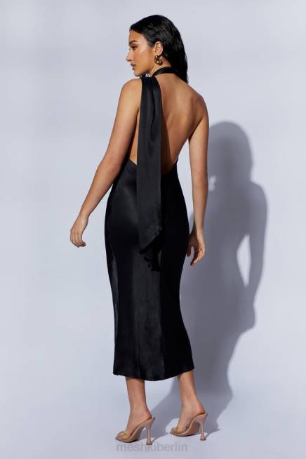 Kleidung Meshki Astrella-Halswickel-Midikleid in A-Linie Schwarz 2F8B449