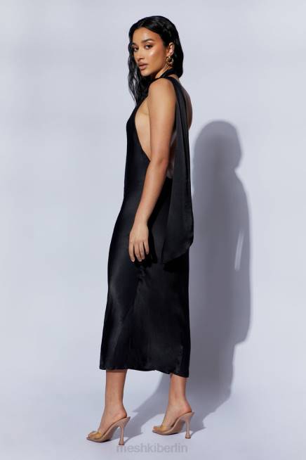 Kleidung Meshki Astrella-Halswickel-Midikleid in A-Linie Schwarz 2F8B449