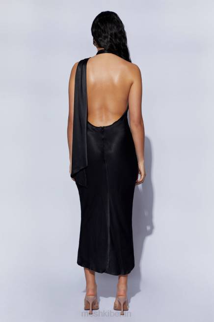 Kleidung Meshki Astrella-Halswickel-Midikleid in A-Linie Schwarz 2F8B449