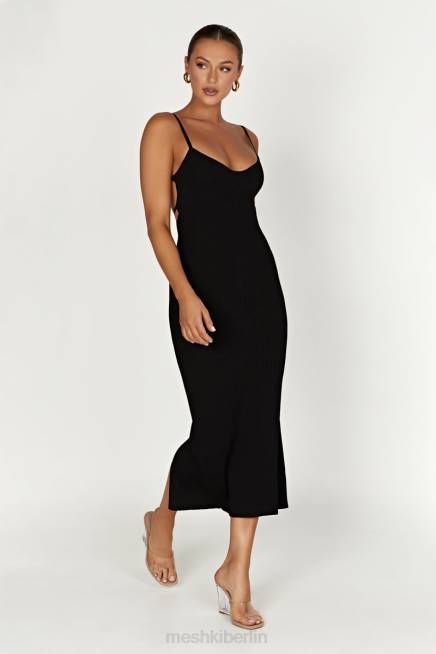 Kleidung Meshki Avalon rückenfreies Strick-Midikleid Schwarz 2F8B417