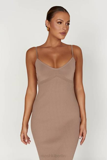 Kleidung Meshki Avalon rückenfreies Strick-Midikleid Taupe 2F8B350