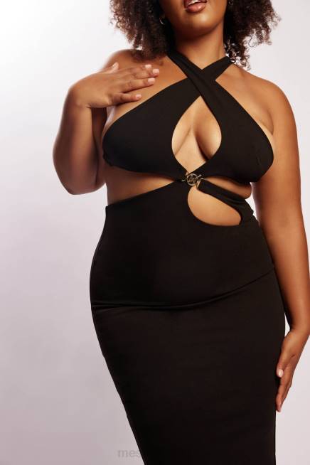 Kleidung Meshki Briana Midikleid mit Cut-Outs Schwarz 2F8B721