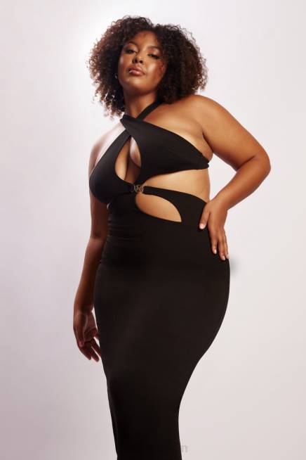 Kleidung Meshki Briana Midikleid mit Cut-Outs Schwarz 2F8B721