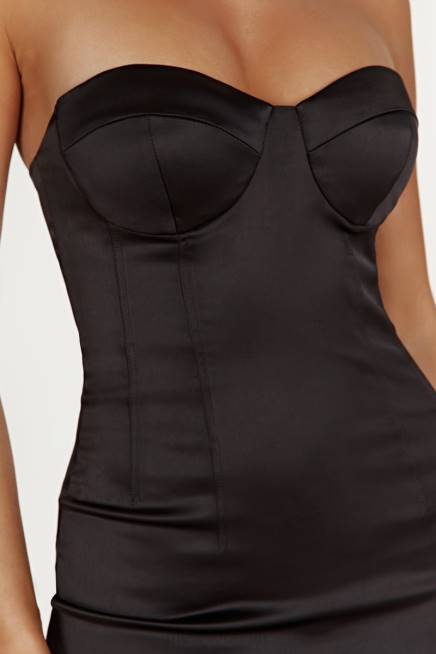 Kleidung Meshki Bryony figurbetontes Midikleid mit Körbchen Schwarz 2F8B393