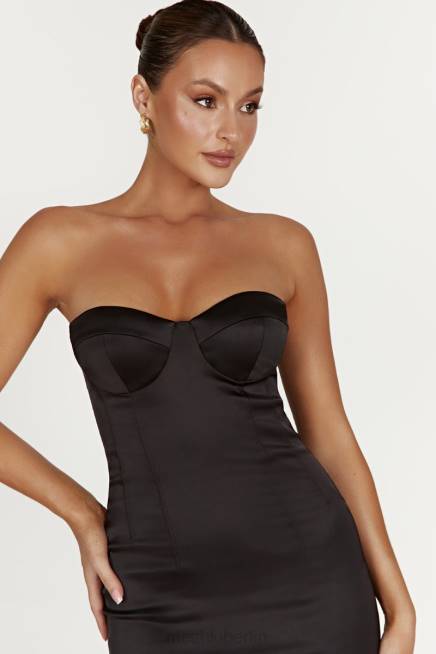 Kleidung Meshki Bryony figurbetontes Midikleid mit Körbchen Schwarz 2F8B393