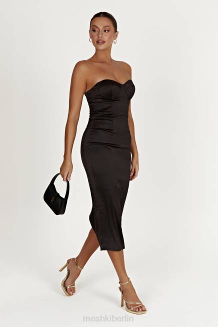 Kleidung Meshki Bryony figurbetontes Midikleid mit Körbchen Schwarz 2F8B393