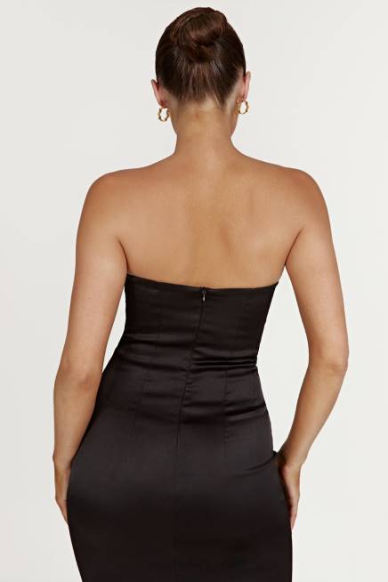 Kleidung Meshki Bryony figurbetontes Midikleid mit Körbchen Schwarz 2F8B393