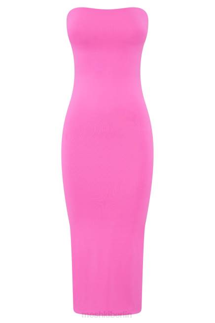 Kleidung Meshki Cassidy trägerloses Midikleid Kaugummirosa 2F8B518