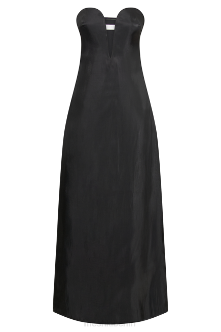 Kleidung Meshki Chantelle-Midikleid aus flüssigem Satin Schwarz 2F8B126