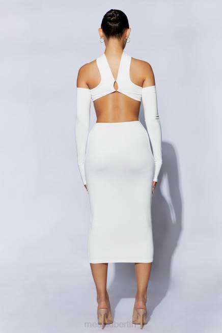 Kleidung Meshki Demie-Midikleid mit Halsband und fingerlosen Handschuhen Weiß 2F8B704