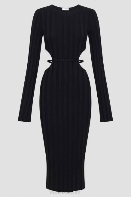 Kleidung Meshki Elodie Strick-Midikleid Schwarz 2F8B244