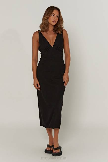 Kleidung Meshki Elspeth Leinen-Midikleid Schwarz 2F8B403