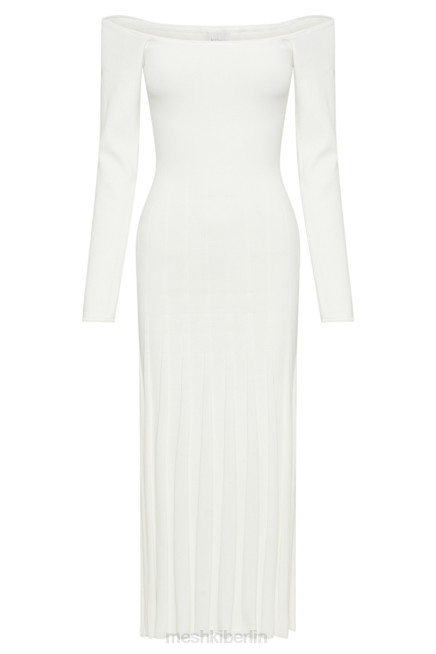 Kleidung Meshki Emmeline langärmliges Midikleid aus Rippstrick Weiß 2F8B76