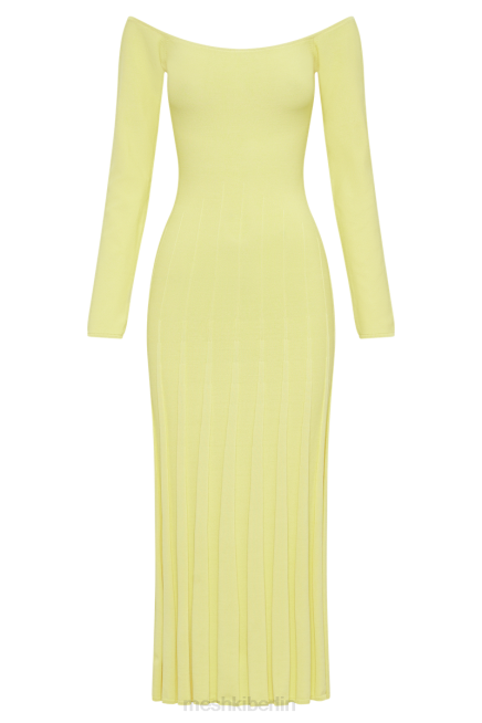 Kleidung Meshki Emmeline langärmliges Midikleid aus Rippstrick Zitrone 2F8B54