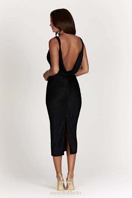 Kleidung Meshki Fallon-Midikleid mit Wasserfallausschnitt Schwarz 2F8B634