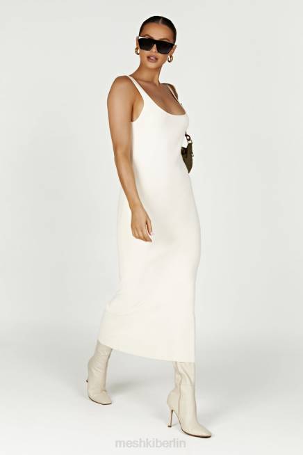 Kleidung Meshki Janie rückenfreies Strick-Midikleid Creme 2F8B291