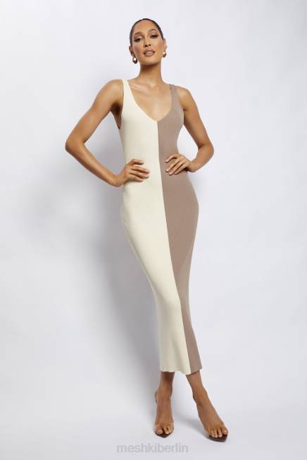 Kleidung Meshki Jodie zweifarbiges Midikleid mit V-Ausschnitt mehrfarbig 2F8B750
