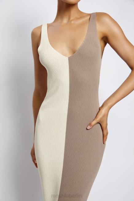 Kleidung Meshki Jodie zweifarbiges Midikleid mit V-Ausschnitt mehrfarbig 2F8B750