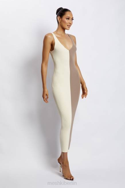 Kleidung Meshki Jodie zweifarbiges Midikleid mit V-Ausschnitt mehrfarbig 2F8B750