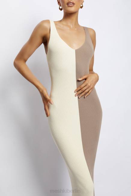 Kleidung Meshki Jodie zweifarbiges Midikleid mit V-Ausschnitt mehrfarbig 2F8B750