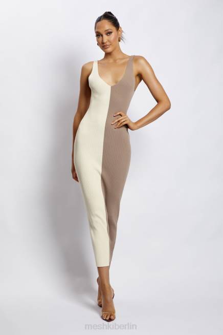 Kleidung Meshki Jodie zweifarbiges Midikleid mit V-Ausschnitt mehrfarbig 2F8B750