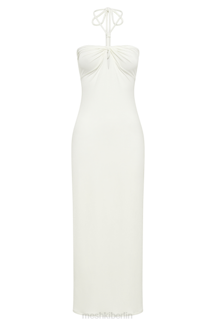 Kleidung Meshki Krissy Midi-Twist-Neckholder-Jersey-Kleid Weiß 2F8B172