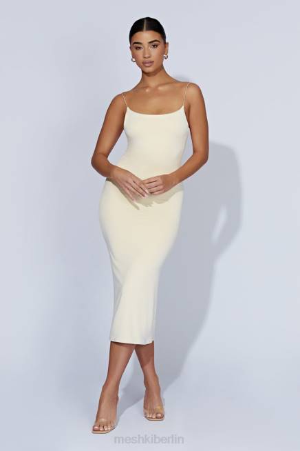 Kleidung Meshki Lexia U-Ausschnitt Midikleid mit tiefem Ausschnitt Creme 2F8B577