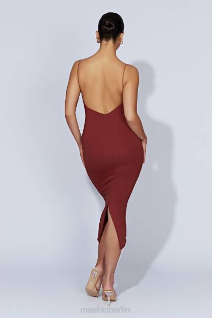 Kleidung Meshki Lexia U-Ausschnitt Midikleid mit tiefem Ausschnitt Kirschschokolade 2F8B551