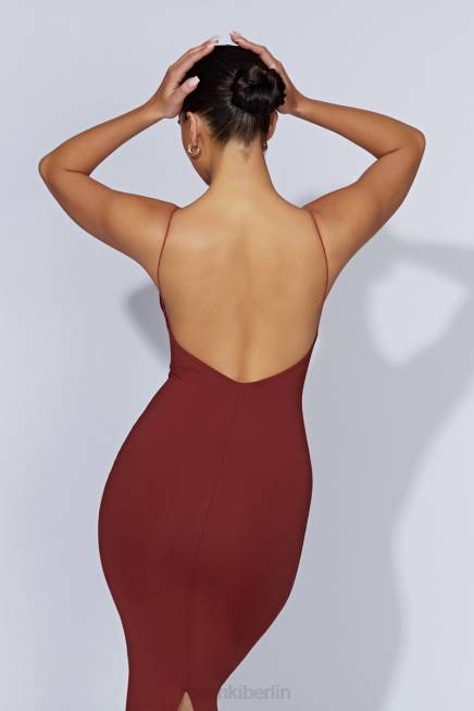 Kleidung Meshki Lexia U-Ausschnitt Midikleid mit tiefem Ausschnitt Kirschschokolade 2F8B551