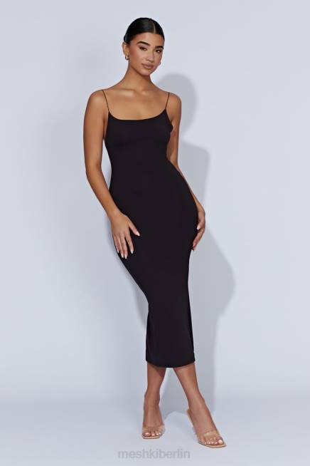 Kleidung Meshki Lexia U-Ausschnitt Midikleid mit tiefem Ausschnitt Schwarz 2F8B429