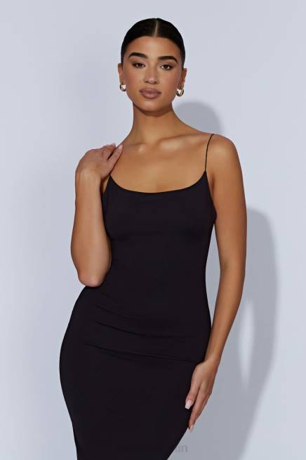 Kleidung Meshki Lexia U-Ausschnitt Midikleid mit tiefem Ausschnitt Schwarz 2F8B429