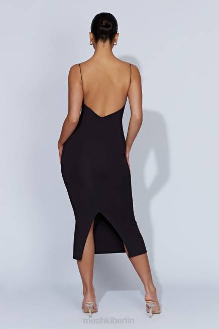Kleidung Meshki Lexia U-Ausschnitt Midikleid mit tiefem Ausschnitt Schwarz 2F8B429