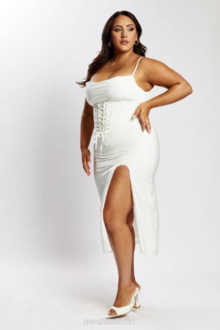 Kleidung Meshki Lucy Cowl Midikleid mit Korsett Weiß 2F8B517