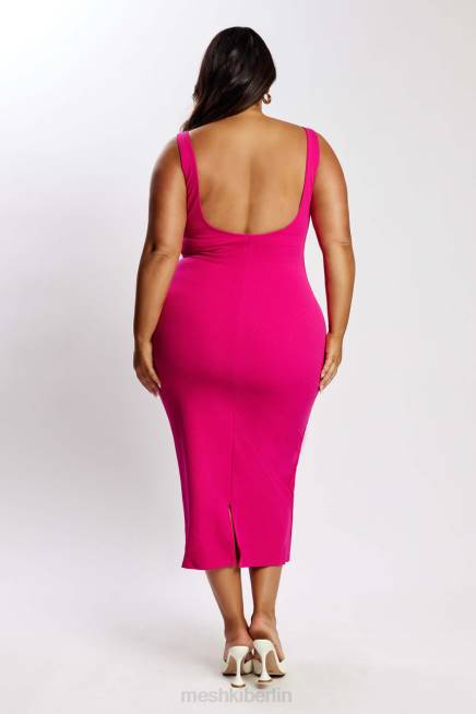 Kleidung Meshki Maria Krepp-Midikleid mit eckigem Ausschnitt Fuchsie 2F8B537