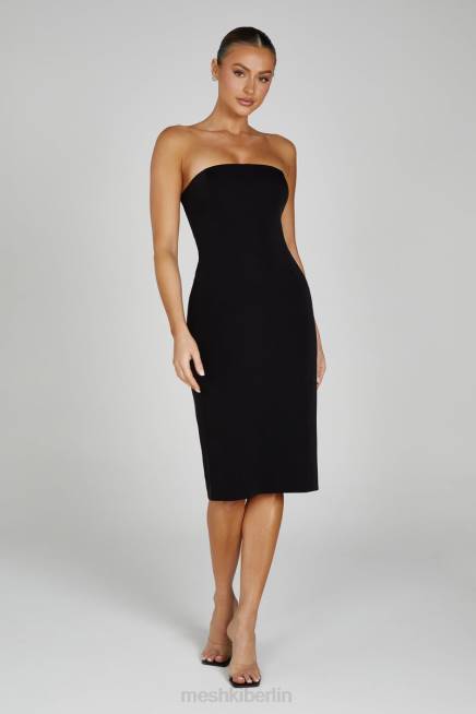 Kleidung Meshki Marianne trägerloses Krepp-Midikleid Schwarz 2F8B141