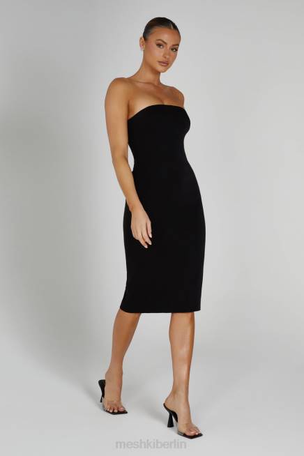 Kleidung Meshki Marianne trägerloses Krepp-Midikleid Schwarz 2F8B141